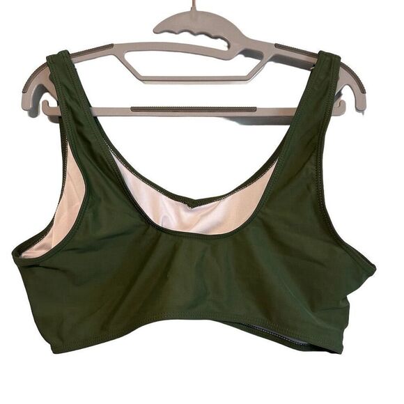 Bikini Swim Top Green Criss Cross Size XL - Picture 6 of 14